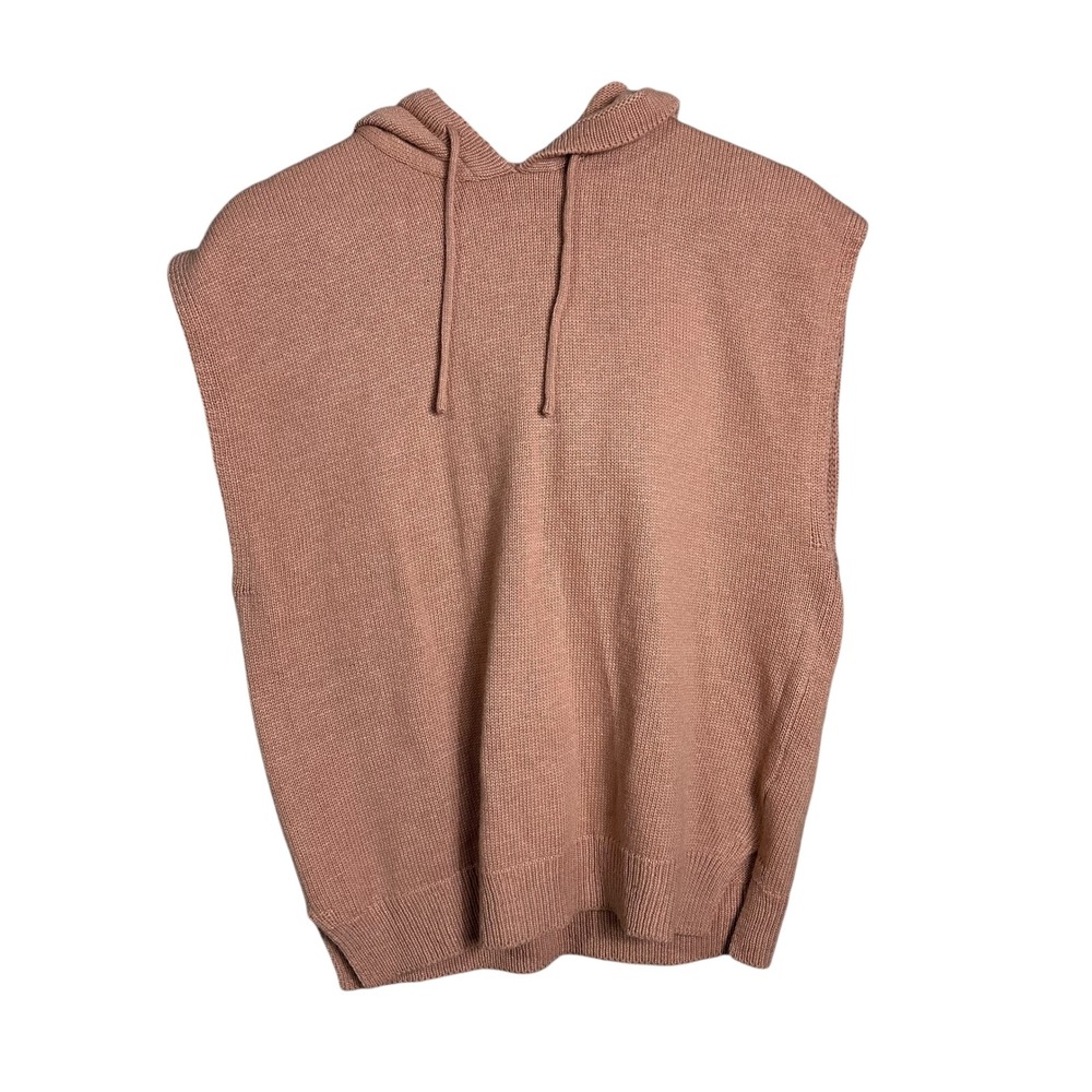 Frankie shop Oversized Knit Hoodie Vest Rose Pink Wool Blend Women's cozy preppy